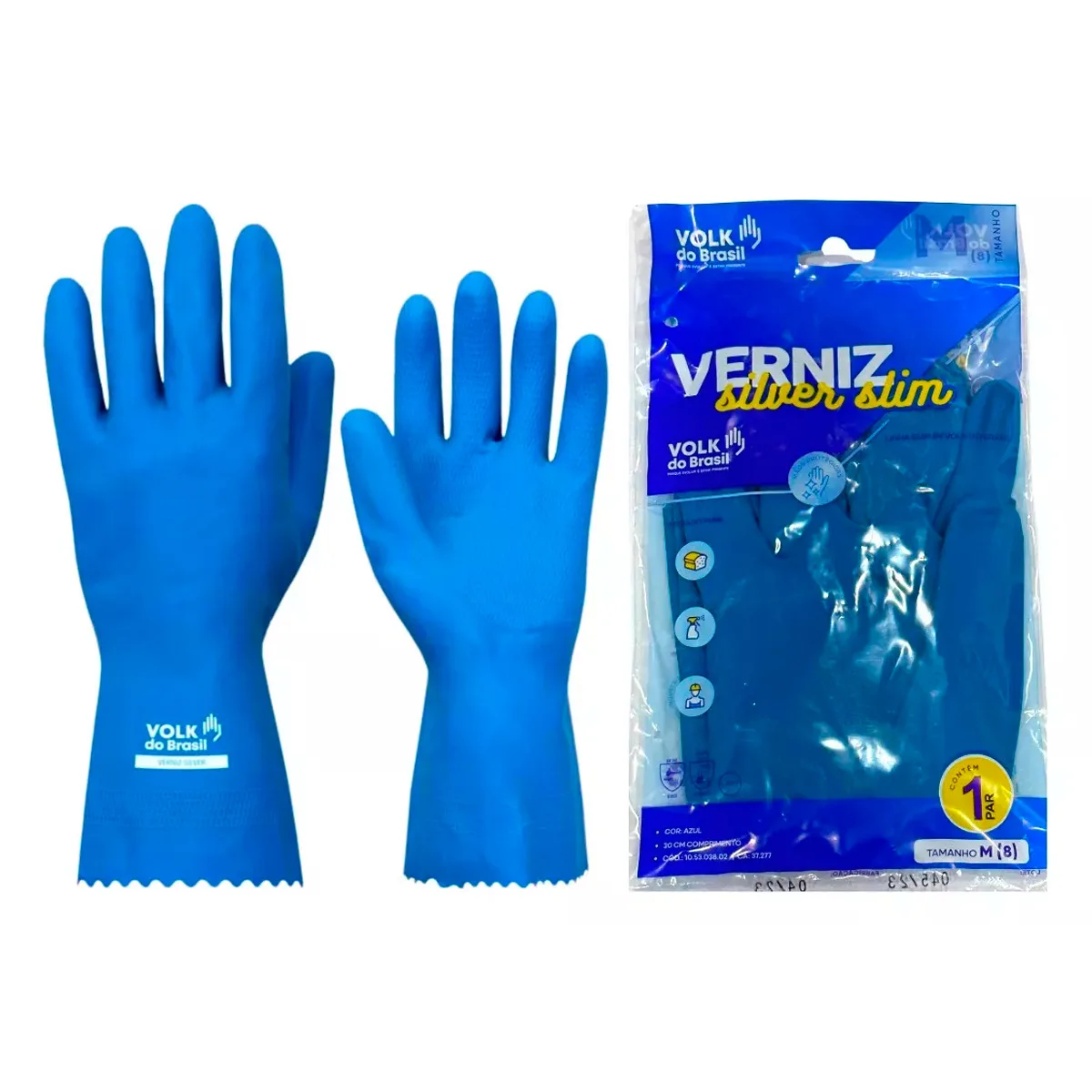 LUVA LATEX VERNIZ SILVER AZUL CA 16312/37227 - VOLK - Imagem 3
