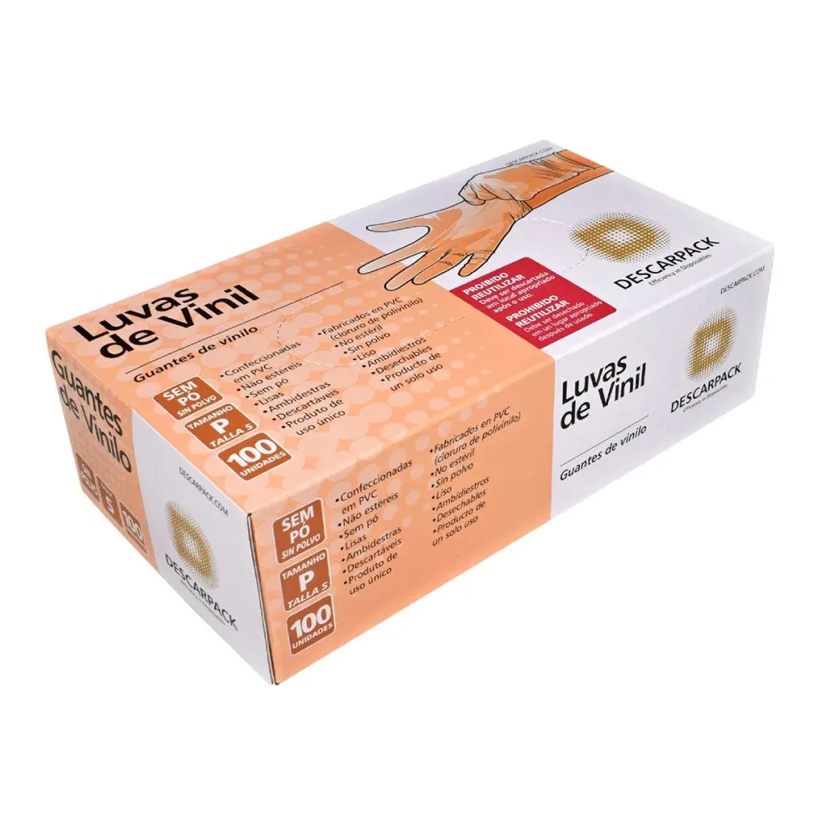 LUVA VINIL DESCARTAVEL S/PÓ CA 47092 DESCARPACK - CX 100 UN. - Imagem 4