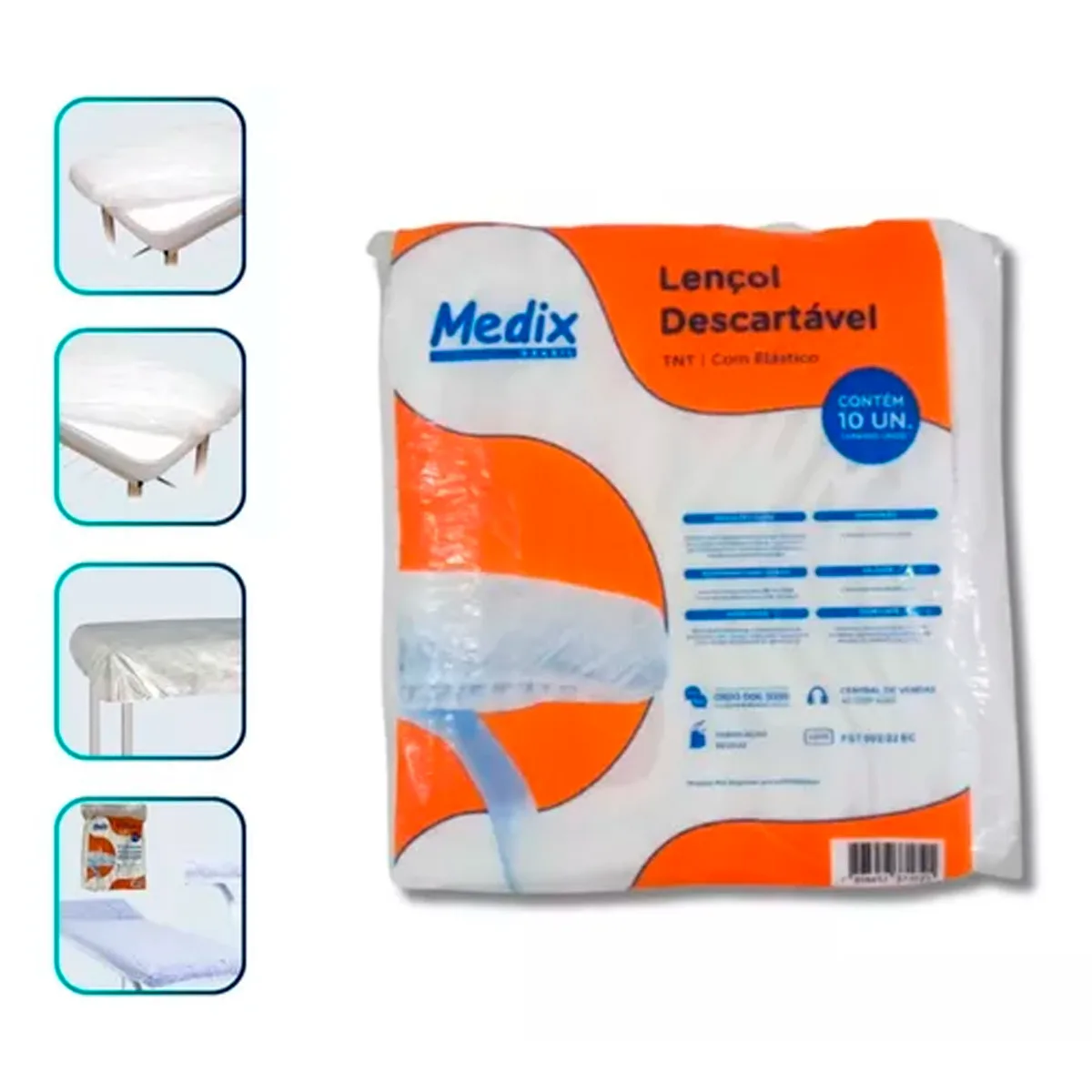 LENCOL DESCARTAVEL COM ELÁSTICO MEDIX - C/10UN