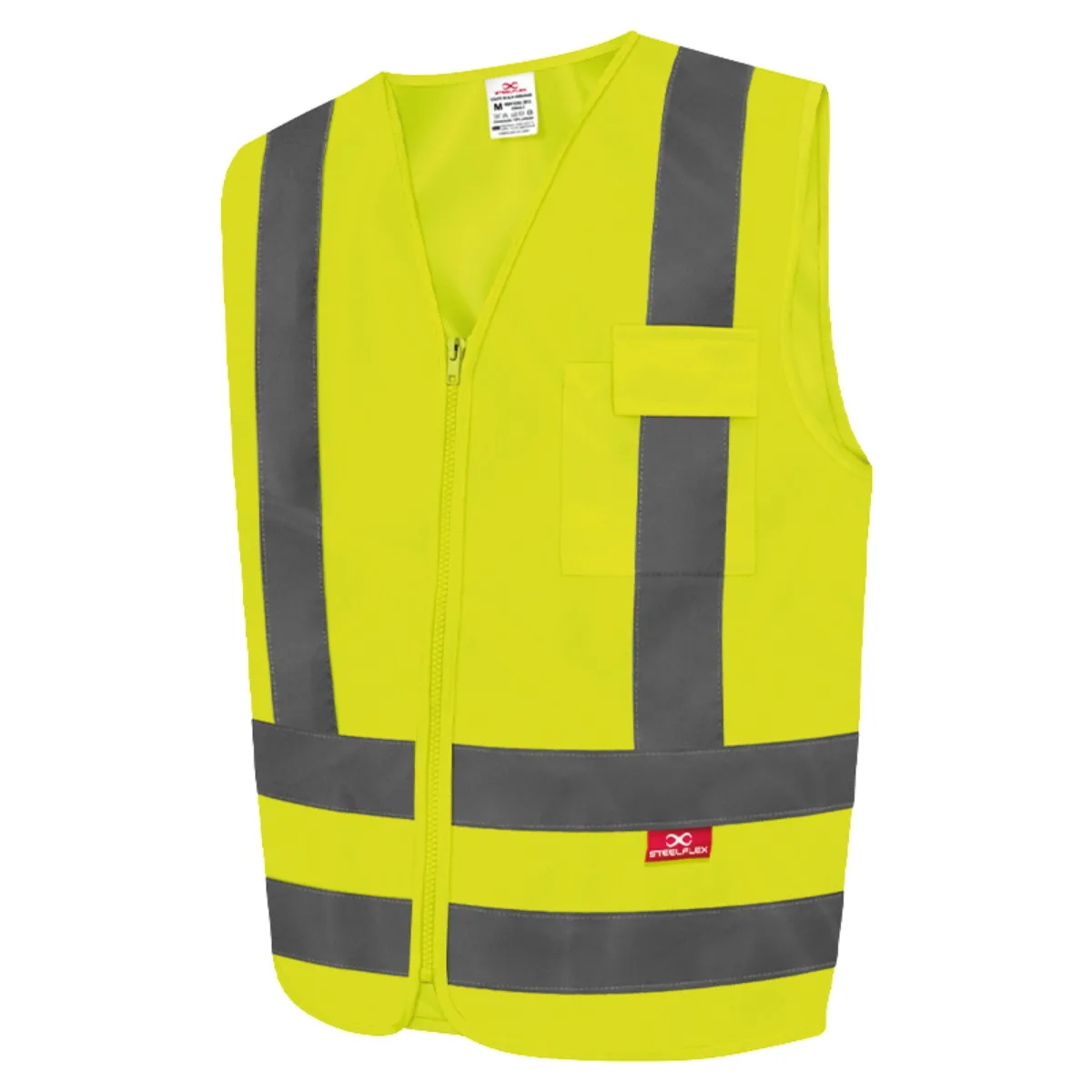COLETE REFLETIVO 1 BOLSO LISO AMARELO - STEELFLEX