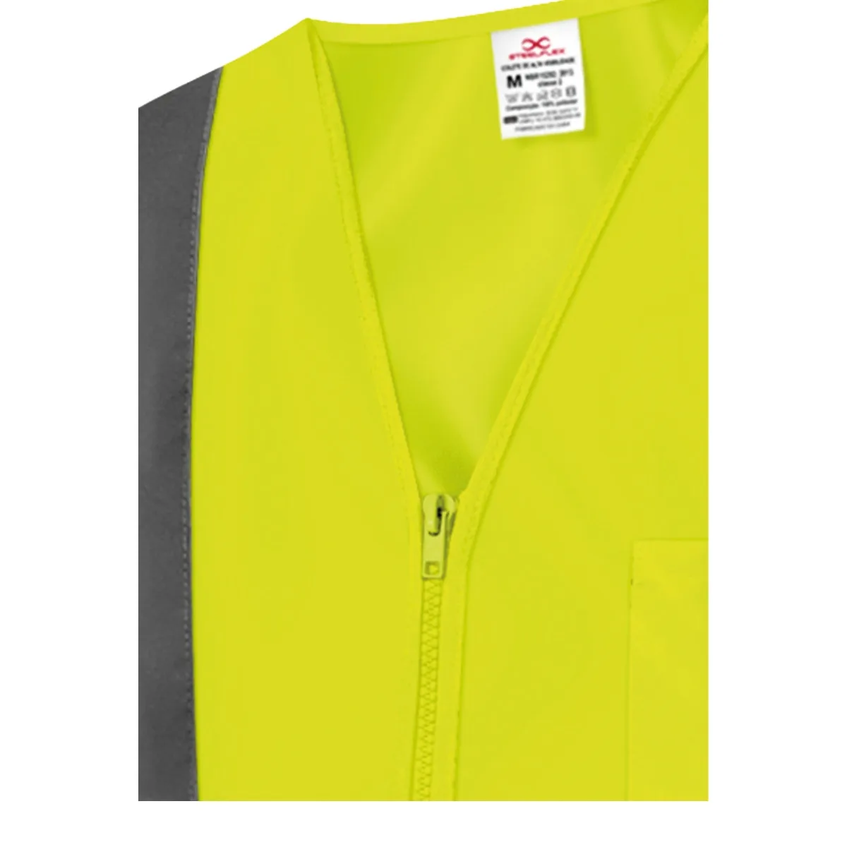 COLETE REFLETIVO 1 BOLSO LISO AMARELO - STEELFLEX - Imagem 3