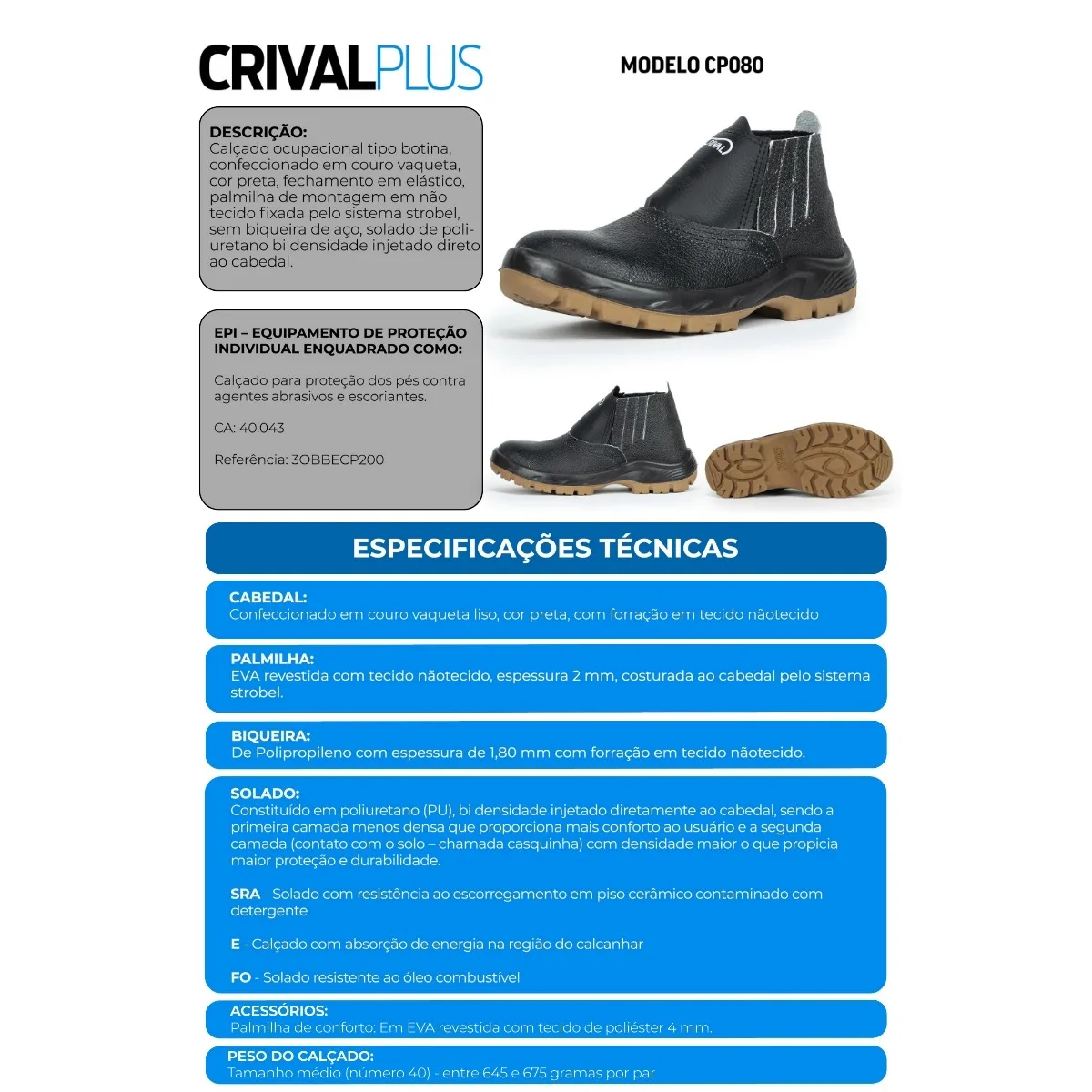 BOTINA ELASTICO BI PLUS ELETRICISTA COM BICO PVC CA 38229 - CRIVAL - Imagem 4
