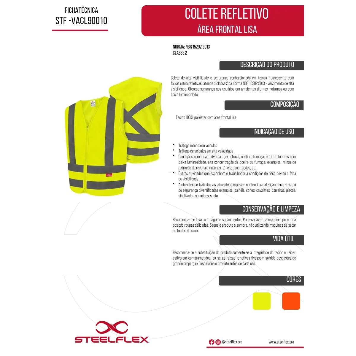 COLETE REFLETIVO SEM BOLSO LISO - STEELFLEX - Imagem 4