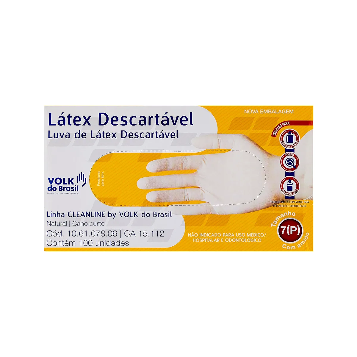 LUVA LATEX USO GERAL C/ PÓ DESCARTÁVEL CA 15112 - VOLK - Imagem 3